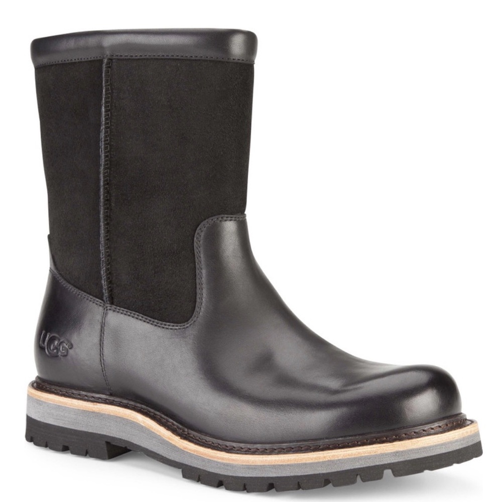 UGG Men's Black Leather and Suede Boots